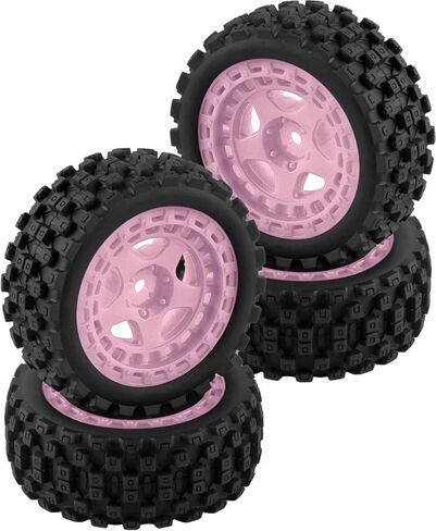 RC Wheels and Tires for 1/18 Typhon Grom,4PCS RC Tires Wheels,Red in Saudi Arabia