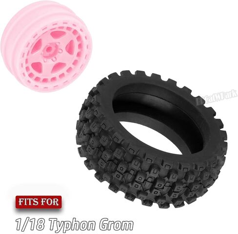RC Wheels and Tires for 1/18 Typhon Grom,4PCS RC Tires Wheels,Red in Saudi Arabia