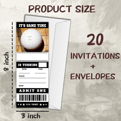 Sports Birthday Cards-20 Basketball Baseball Football Tennis Ticket Invite Cards-It's An All Star Birthday Invitation with Envelopes for Teens kids Adults-Party Favor & Supplies (3×8 inch)-A15 in Saudi Arabia