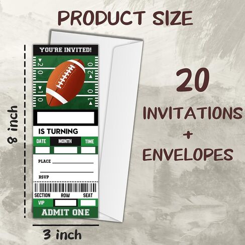 Sports Birthday Cards-20 Basketball Baseball Football Tennis Ticket Invite Cards-It's An All Star Birthday Invitation with Envelopes for Teens kids Adults-Party Favor & Supplies (3×8 inch)-A15 in Saudi Arabia