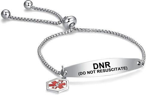 Medical Alert Bracelets for Women,Medical Id Bracelets with Free Laser Engraving,Satinless Steel Adjustable Wristband Bracelets Dual-Side Engraving in Saudi Arabia