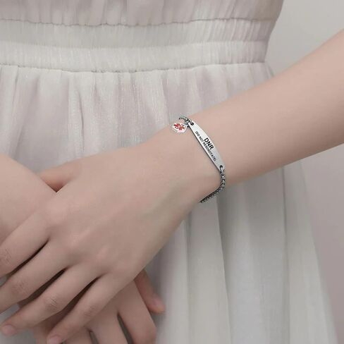 Medical Alert Bracelets for Women,Medical Id Bracelets with Free Laser Engraving,Satinless Steel Adjustable Wristband Bracelets Dual-Side Engraving in Saudi Arabia