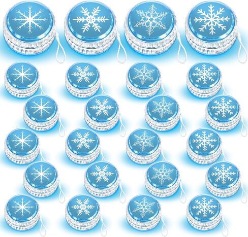 Wettarn 24 Pcs Froze Party Favors Snowflake Magic Birthday Party Supplies Winter Princess LED Lighted Yo Yo Bulk Froze Theme Toy for Girls Froze Party Goodie Bag Filler Snowflake Gifts in Bulk in Kuwait