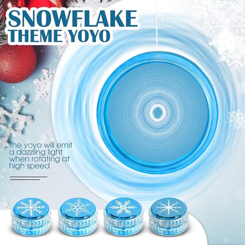 Wettarn 24 Pcs Froze Party Favors Snowflake Magic Birthday Party Supplies Winter Princess LED Lighted Yo Yo Bulk Froze Theme Toy for Girls Froze Party Goodie Bag Filler Snowflake Gifts in Bulk in Kuwait