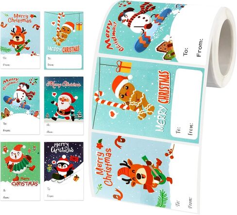 200 قطعة من ملصقات عيد الميلاد، ملصقات عيد الميلاد، ملصقات ملصقات عيد الميلاد مقاس 1.5 * 2.6 بوصة، ملصقات عيد الميلاد مصممة مع 6 عناصر عيد الميلاد، علامات عيد الميلاد، زينة عطلة عيد الميلاد in Kuwait