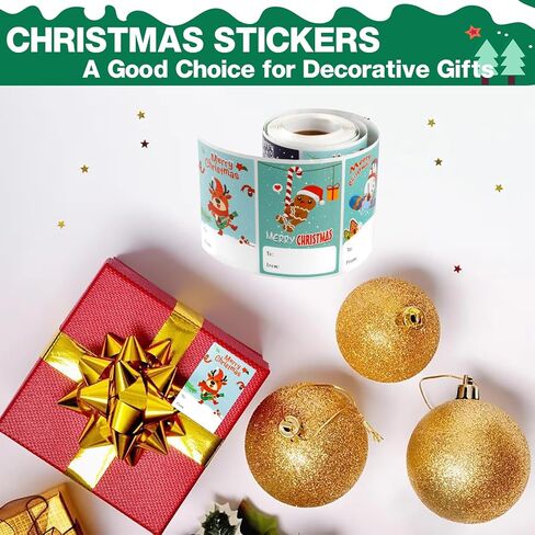 200 قطعة من ملصقات عيد الميلاد، ملصقات عيد الميلاد، ملصقات ملصقات عيد الميلاد مقاس 1.5 * 2.6 بوصة، ملصقات عيد الميلاد مصممة مع 6 عناصر عيد الميلاد، علامات عيد الميلاد، زينة عطلة عيد الميلاد in Kuwait