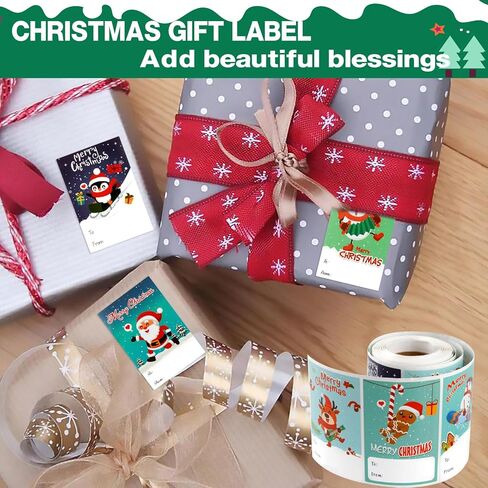 200 قطعة من ملصقات عيد الميلاد، ملصقات عيد الميلاد، ملصقات ملصقات عيد الميلاد مقاس 1.5 * 2.6 بوصة، ملصقات عيد الميلاد مصممة مع 6 عناصر عيد الميلاد، علامات عيد الميلاد، زينة عطلة عيد الميلاد in Kuwait