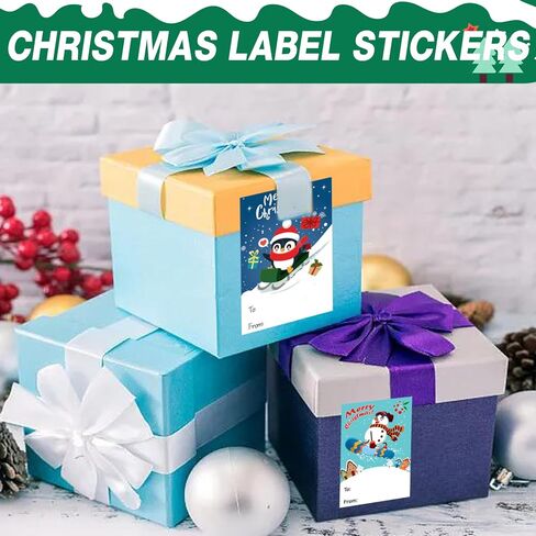 200 قطعة من ملصقات عيد الميلاد، ملصقات عيد الميلاد، ملصقات ملصقات عيد الميلاد مقاس 1.5 * 2.6 بوصة، ملصقات عيد الميلاد مصممة مع 6 عناصر عيد الميلاد، علامات عيد الميلاد، زينة عطلة عيد الميلاد in Kuwait
