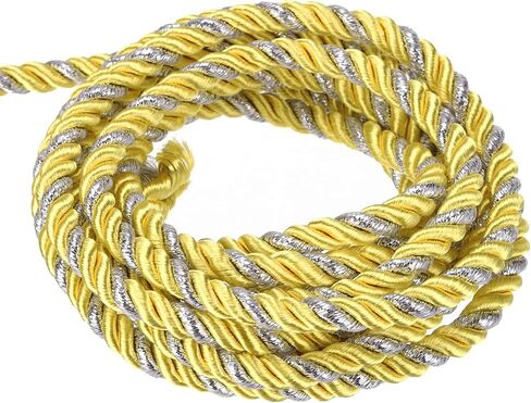 MECCANIXITY Twisted Cord Trim, 16 Yard 5mm 3-Ply Twine Braided Rope Shiny Thread String for Craft Gift Bag Curtain Christmas Decor, Dark Green & Gold-15m in Saudi Arabia