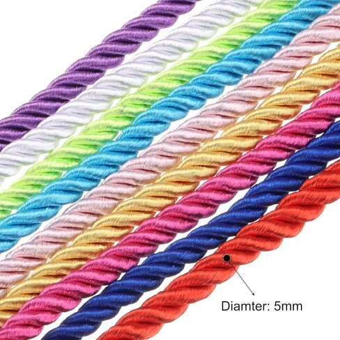MECCANIXITY Twisted Cord Trim, 16 Yard 5mm 3-Ply Twine Braided Rope Shiny Thread String for Craft Gift Bag Curtain Christmas Decor, Dark Green & Gold-15m in Saudi Arabia