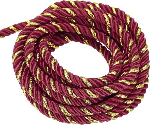 MECCANIXITY Twisted Cord Trim, 16 Yard 5mm 3-Ply Twine Braided Rope Shiny Thread String for Craft Gift Bag Curtain Christmas Decor, Dark Green & Gold-15m in Saudi Arabia