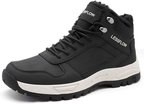 Men's Winter Slip Resistant Snow Boots Warm Fur Lined Cold Shoes Lightweight Slip Resistant Winter Boots Leather Casual Outdoor Work Ankle Sneakers in Saudi Arabia