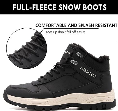 Men's Winter Slip Resistant Snow Boots Warm Fur Lined Cold Shoes Lightweight Slip Resistant Winter Boots Leather Casual Outdoor Work Ankle Sneakers in Saudi Arabia