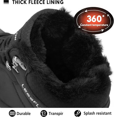 Men's Winter Slip Resistant Snow Boots Warm Fur Lined Cold Shoes Lightweight Slip Resistant Winter Boots Leather Casual Outdoor Work Ankle Sneakers in Saudi Arabia