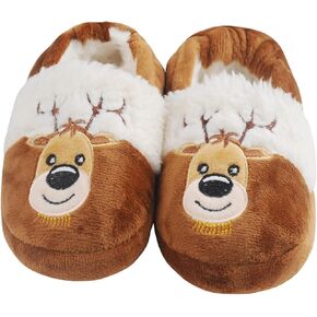 Toddler Winter Slippers for Girl Cartoon Santa Claus Christmas Deer Warm House Shoes Little Kid Boy Indoor Footwear