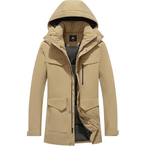 Men's Winter Coats Thicken Parkas Waterproof Windproof Detachable Hood Long Padded Puffer Jacket