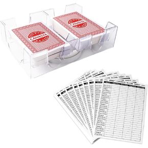 GSE Games & Sports Expert Canasta Cards Game Set, Includes 2 Decks Canasta Playing Cards with Point Values, a Revolving Card Tray, and 50 Canasta Score Sheets (Blue)