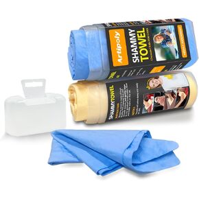 Premium Shammy Cloth for Car Drying 2pk (17"x13")-Super Absorbent Chamois Towel for Car-Reusable Shammy Towel for Car, Bathroom,Pets, Dust Remove, No Spots/Streak/Scratch