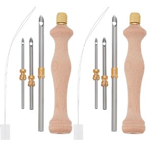 FREEBLOSS 2 Set 2mm-3mm-5mm Punch Needle Starter Kit Adjustable Rug Punch Needle Kit, Punch Needle Embroidery Kits Punch Needle Tool Kit for Beginners Embroidery Floss Cross Stitching