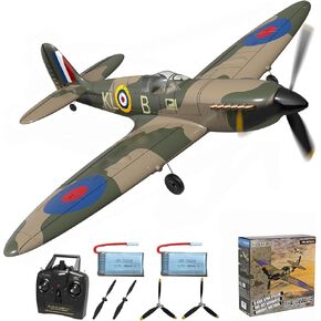 RC Plane 4 Channel Remote Control Airplane - Ready to Fly Spitfire RC Airplane for Beginners Adult with Xpilot Stabilization System & One Key Aerobatic