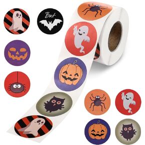 500 Pcs Halloween Stickers for Kids Adults, 1.5 in Halloween Round Stickers Pumpkin Bat Spider Stickers, Self Adhesive Gift Stickers Envelope Seals Paster for Halloween Decorations (1.5 inch)