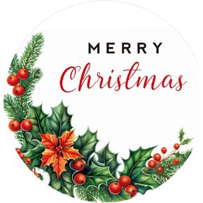 jijAcraft Merry Christmas Stickers 120 Pcs 2" Large Round Christmas Stickers with Car Carrying Tree., Christmas Stamping Labels for Christmas Cards Gift X-mas Present Label Seals Boxes Envelope