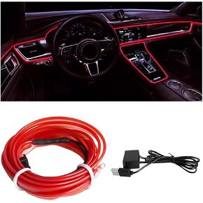 EL Wire Car Interior LED Strips Lights, 16FT 5V USB Auto Neon Light Strip, Electroluminescent Vehicle Interior Ambient Lighting Decor Accessories, Universal for RV, SUV, Truck (Blue)