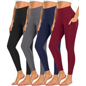 Dimore 4 Pack Workout Leggings for Women with Pockets,High Waisted Tummy Control Yoga Pants for Workout Running