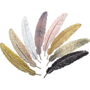 8 Pieces Metal Feather Bookmarks Vintage Metal Bookmark Feather Shape Book Marker Teacher Appreciation Gifts for Halloween Readers Book Lovers Thanksgiving Christmas
