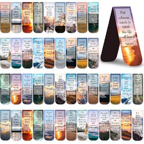 50 Pack Bookmark Christian Magnetic Bookmarks for Women Men Bible Verse Bookmarks Book Lovers Page Markers for Teachers Students Reading School Office Home, Printing on 2 Side