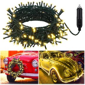 32 ft Car LED String Light Car Interior Lights Warm Yellow Light String Waterproof Atmosphere Lighting Kits for Christmas Holiday Decorations Car Decoration Accessories, 12V