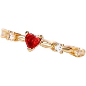 Metmejiao Ruby Heart Ring Red Heart Ring Women Heart Shaped Engagement Rings Inlaid Zircon Anniversary Rings Elegant Exquisite Wedding Jewelry 6