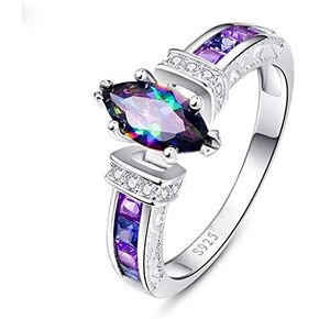 Metmejiao 925 Sterling Silver Ring, 14K Gold Plated Colorful Cubic Zirconia CZ Eternity Engagement Wedding Band Ring 6