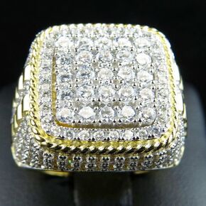 Metmejiao 18K Gold Plated Bling Ring Simulated Diamond Iced Out Ring CZ Punky Rappers Ring Star Dollar Sign Hip Hop Ring for Men Simulated Diamond Band Micropave Bling Ring for Women 12