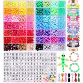 Wutubug 3000Pcs 56 Colors Pony Beads for Bracelet Making Kit, Rainbow Kandi Beads Friendship Bracelet Kit with 910pcs A-Z Letter Beads, DIY Jewelry Making Beads Craft for Adults
