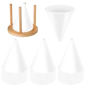 60 Pcs Disposable Engine Oil Funnelsm, Paper Cone Oil Funnel, Automobile Fuel Funnel Dispenser, Oil Funnel Storage Rack for Engine Oil