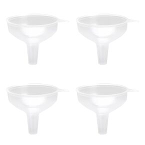 Funnels for Kitchen use Filling Bottles 4 Pack Food Grade Water Bottle Funnel Can be used for Liquids, Powders Small FunnelSuitable for Kitchen Juice Lab Skin Care Lotion Essential Oils