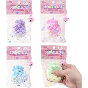 Anboor 4Pcs Banana Squishies Toys,Colorful Squeeze Fruit Toy for Kids,Sensory Toy Relief Stess Toy Ball Set for Kids Adult,Kawaii Banana Fidget Toy Novelty for Party Birthday