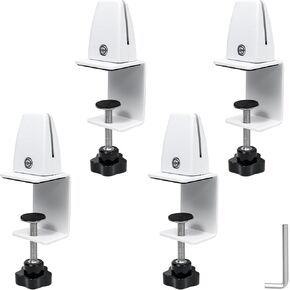 Adjustable Desk Divider Partition Clips, Sneeze Guard Support Clamps for 1/8" to 1" Thick Panels, Desk Privacy Panel Clips for Office and Home Use, 4-Pack, White