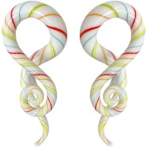 Candy Color Ear Glass Spiral Tapers Plugs Tunnels Expander Hanger Gauges Earrings Twist Spiral Stretching Body Piercings Jewelry