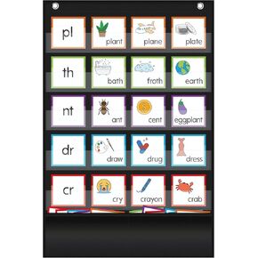 Word Building Pocket Chart, Bus-Shaped Educational Chart Classroom Pocket Charts for Kids Preschool Learning Resources, Alphabet, Word Recognition Pocket Chart with Word Families Cards