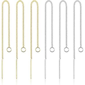 Oubaka 24pcs 8.5cm Ear Threads Long String Ear Threads Hypoallergenic Ear Threads Earrings with Loop Drop Earrings Tassel Chain Earrings for Earring Making DIY Jewelry Craft(2 Styles,2 Colors)
