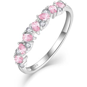 Women's 925 Sterling Silver Ring Eternity Ring, Teardrop Round Promise Ring with Birthstone for Jewelry Gift