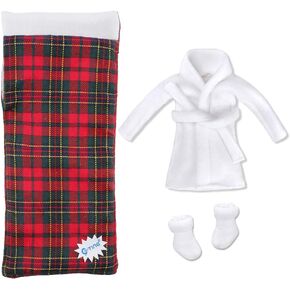 E-TING Santa Clothing Bathrobe إكسسوارات عيد الميلاد لدمية قزم (رداء حمام أبيض مع كيس نوم)