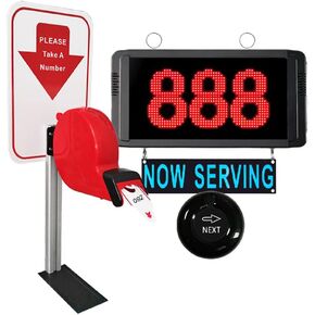 Queue Calling System Restaurant Pager Waiting Number Calling System Queue Management System Loud Speakers 3-Digit Display Call Host Display Screen Counter Caller for Restaurant/Cafe/Clinic/Bank