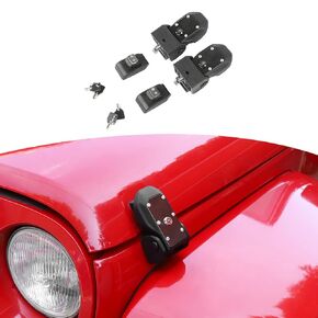 RT-TCZ for Wrangler JK Hood Latches Catch with Key Lock Compatible with Jeep Wrangler JK JKU 2007-2017 Black Exterior Accessories 2pcs (American Flag)