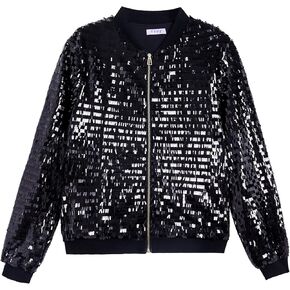 YIYI Mens Jacket Bomber Sequin Sparkly Varsity Unique Glitter Jacket Male Party Shiny Outwear Coat Birthday Holiday Clothes