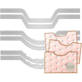Matty's Crafting Joy Pocket Notch Borders Die Cut Set of 6, Stitched Edge Dies, Metal Cutting Dies for Gatefold Card Making, Albums, Journals, Paper Crafting, Scrapbooking Supplies