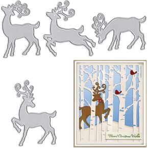 Christmas Reindeer Die Cuts for Card Making, Xmas Elk Cutting Dies Christmas Deer Dies Stencils Embossing Template for Scrapbooking DIY Cards Album Crafts Supplies