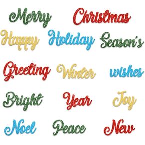 Hying Christmas Words Cutting Dies for Card Making, Xmas Greeting Words Die Cuts Happy New Year Letters Dies Stencils Embossing Template for Craft Scrapbooking DIY Photo Album Decorations